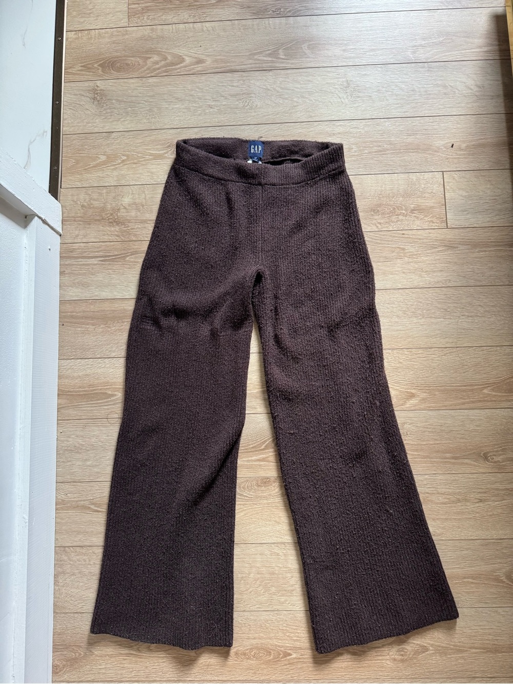 GAP Wide-Leg Knit Pants in Dark Brown